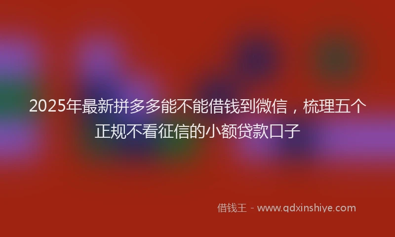 2025年最新拼多多能不能借钱到微信，梳理五个正规不看征信的小额贷款口子