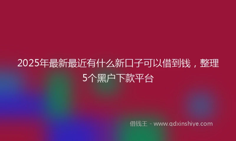 2025年最新最近有什么新口子可以借到钱，整理5个黑户下款平台