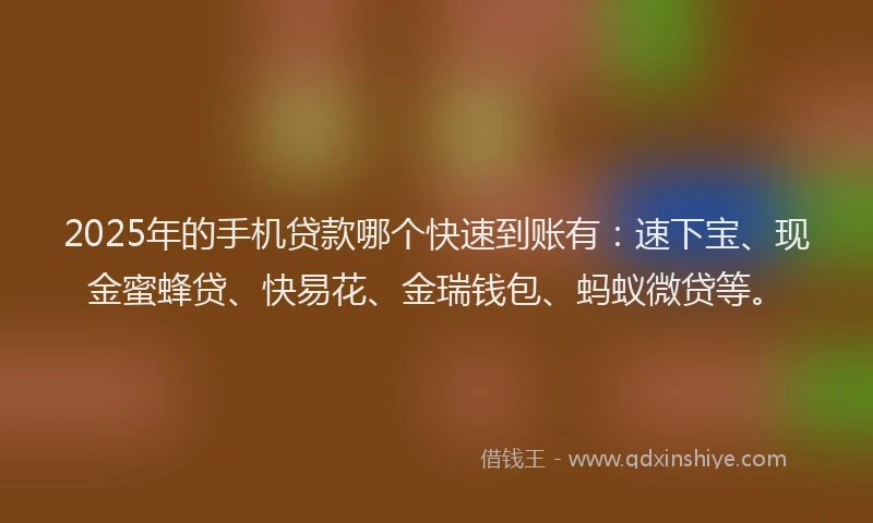 2025年的手机贷款哪个快速到账有：速下宝、现金蜜蜂贷、快易花、金瑞钱包、蚂蚁微贷等。