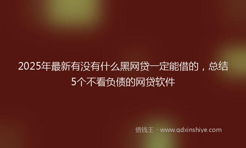 2025年最新有没有什么黑网贷一定能借的，总结5个不看负债的网贷软件