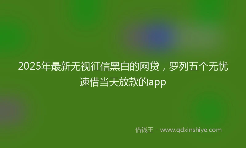 2025年最新无视征信黑白的网贷，罗列五个无忧速借当天放款的app