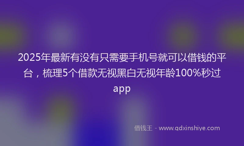 2025年最新有没有只需要手机号就可以借钱的平台，梳理5个借款无视黑白无视年龄100%秒过app