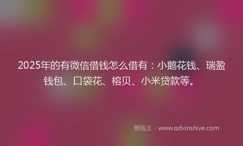 2025年的有微信借钱怎么借有：小鹅花钱、瑞盈钱包、口袋花、榕贝、小米贷款等。