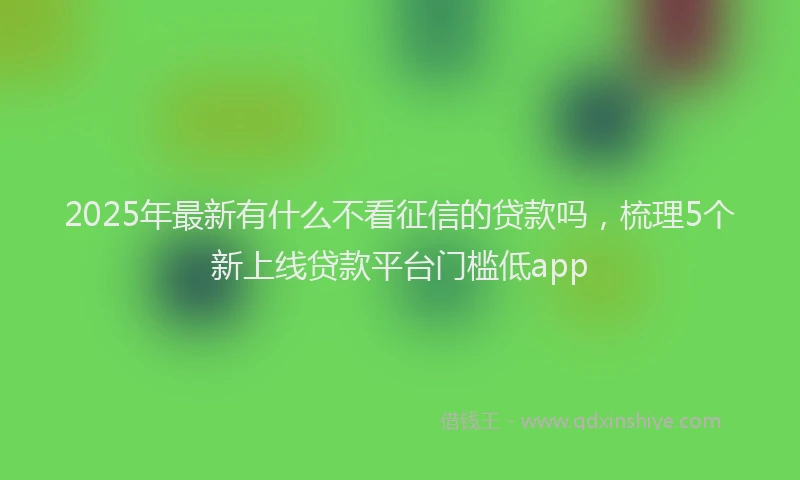 2025年最新有什么不看征信的贷款吗，梳理5个新上线贷款平台门槛低app