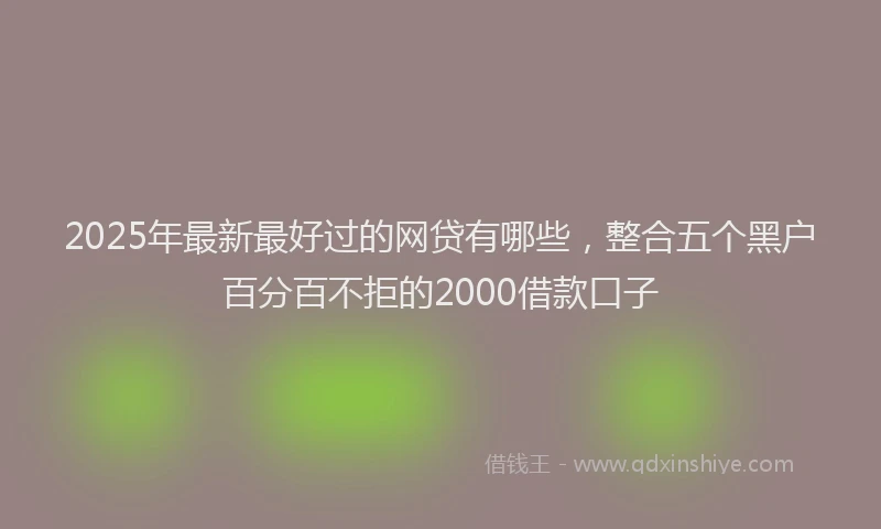 2025年最新最好过的网贷有哪些，整合五个黑户百分百不拒的2000借款口子