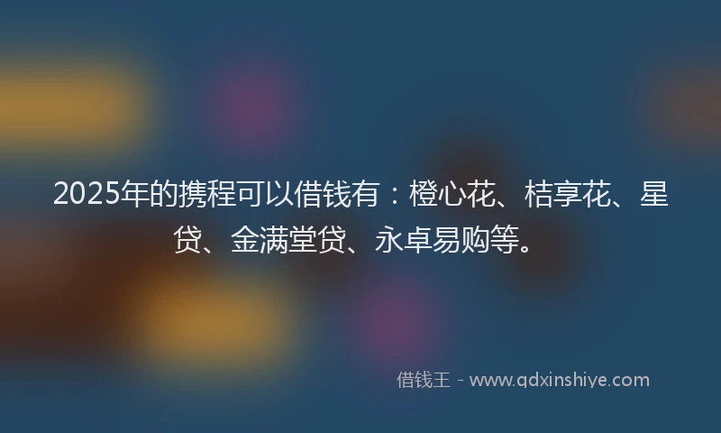 2025年的携程可以借钱有：橙心花、桔享花、星贷、金满堂贷、永卓易购等。