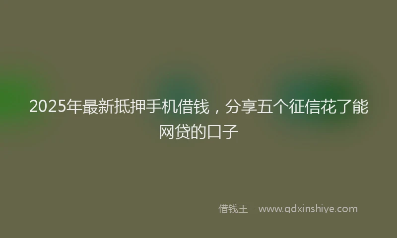 2025年最新抵押手机借钱，分享五个征信花了能网贷的口子