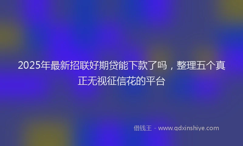 2025年最新招联好期贷能下款了吗，整理五个真正无视征信花的平台