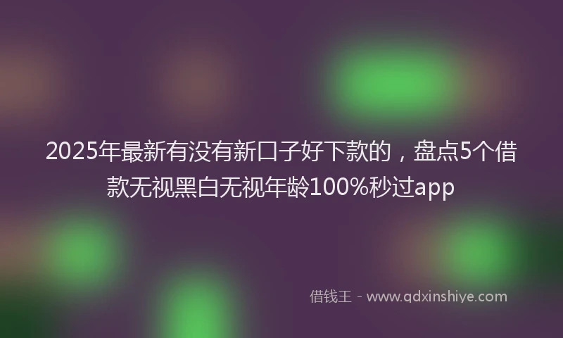 2025年最新有没有新口子好下款的，盘点5个借款无视黑白无视年龄100%秒过app