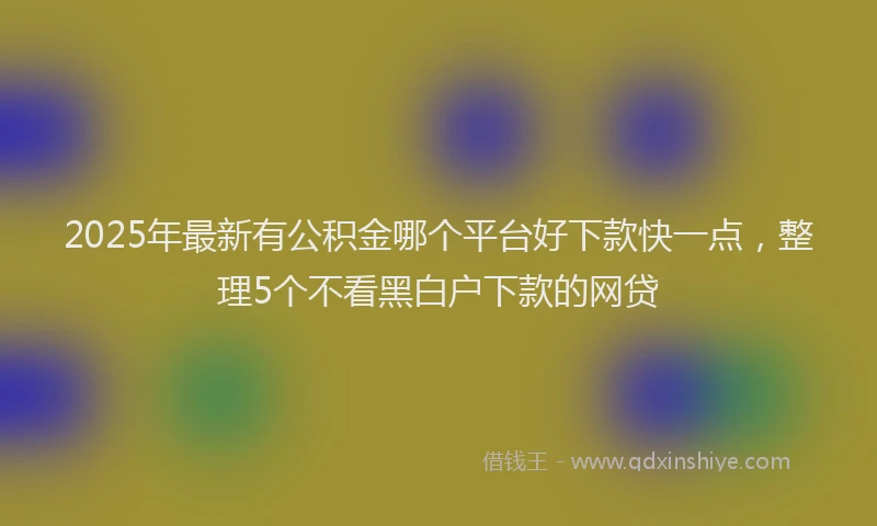 2025年最新有公积金哪个平台好下款快一点，整理5个不看黑白户下款的网贷