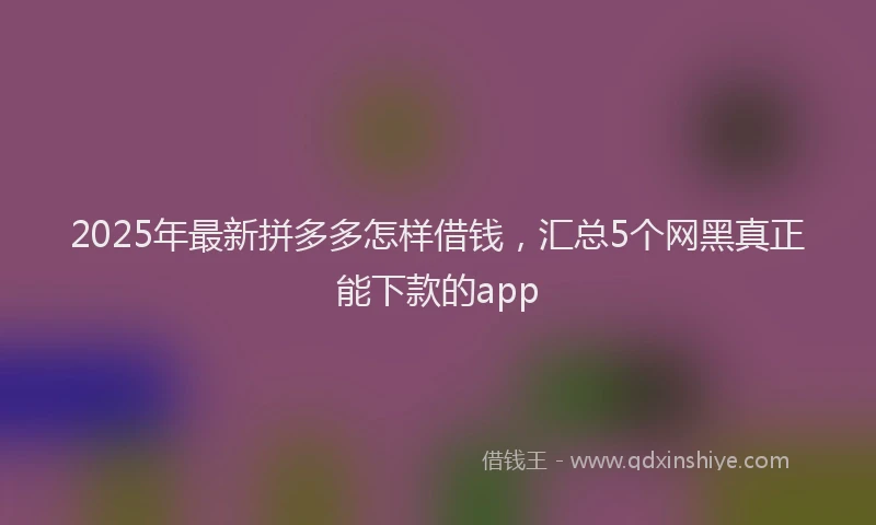 2025年最新拼多多怎样借钱，汇总5个网黑真正能下款的app