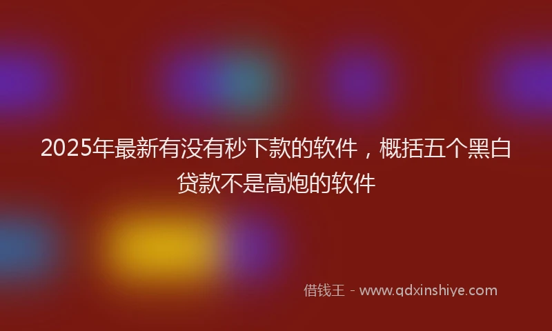 2025年最新有没有秒下款的软件，概括五个黑白贷款不是高炮的软件