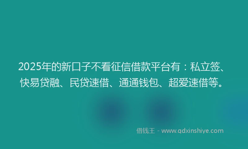 2025年的新口子不看征信借款平台有：私立签、快易贷融、民贷速借、通通钱包、超爱速借等。