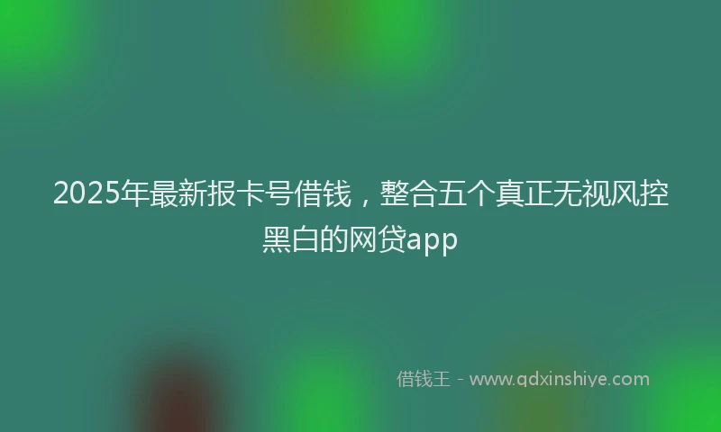 2025年最新报卡号借钱，整合五个真正无视风控黑白的网贷app