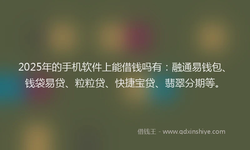 2025年的手机软件上能借钱吗有：融通易钱包、钱袋易贷、粒粒贷、快捷宝贷、翡翠分期等。