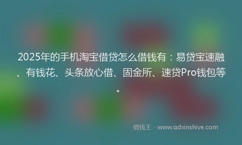 2025年的手机淘宝借贷怎么借钱有：易贷宝速融、有钱花、头条放心借、固金所、速贷Pro钱包等。