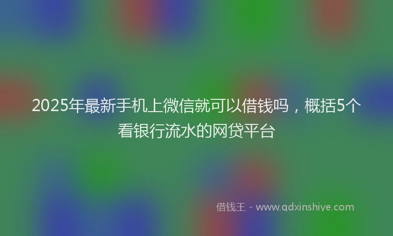 2025年最新手机上微信就可以借钱吗，概括5个看银行流水的网贷平台