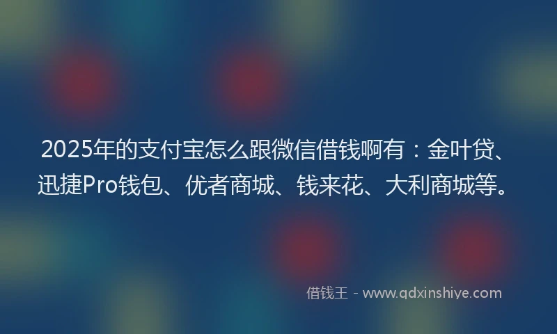 2025年的支付宝怎么跟微信借钱啊有：金叶贷、迅捷Pro钱包、优者商城、钱来花、大利商城等。