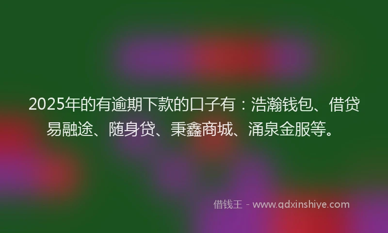 2025年的有逾期下款的口子有：浩瀚钱包、借贷易融途、随身贷、秉鑫商城、涌泉金服等。