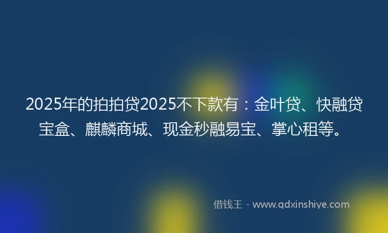 2025年的拍拍贷2025不下款有：金叶贷、快融贷宝盒、麒麟商城、现金秒融易宝、掌心租等。