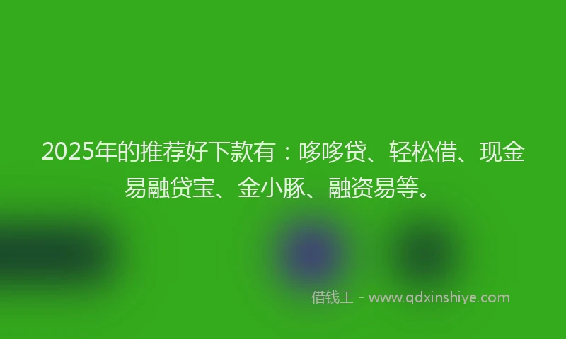2025年的推荐好下款有：哆哆贷、轻松借、现金易融贷宝、金小豚、融资易等。