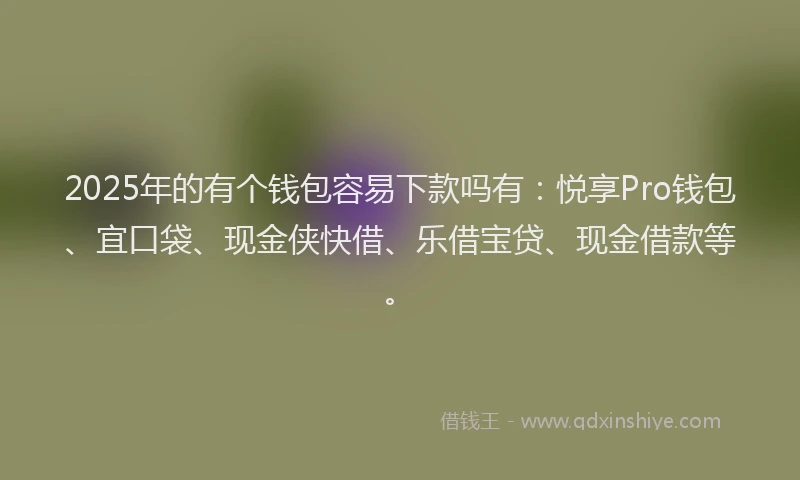 2025年的有个钱包容易下款吗有：悦享Pro钱包、宜口袋、现金侠快借、乐借宝贷、现金借款等。