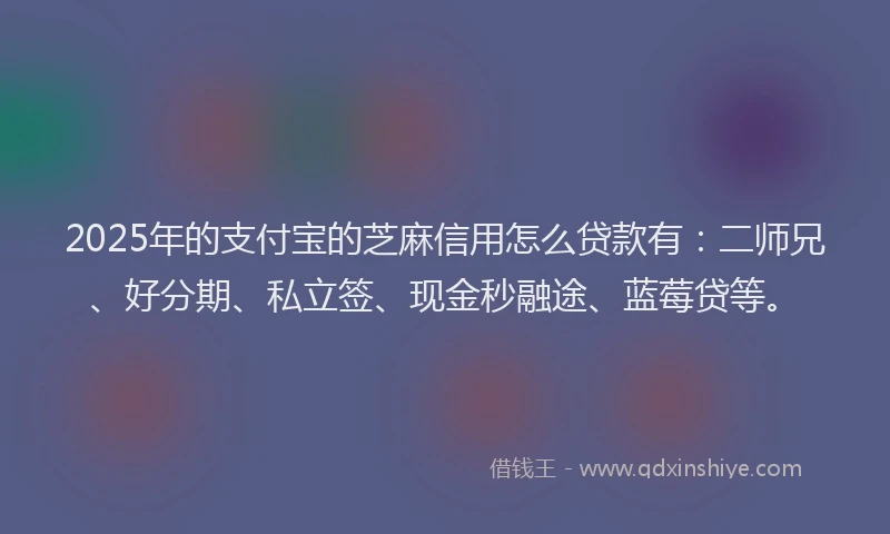 2025年的支付宝的芝麻信用怎么贷款有：二师兄、好分期、私立签、现金秒融途、蓝莓贷等。