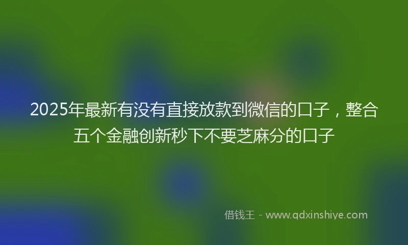 2025年最新有没有直接放款到微信的口子，整合五个金融创新秒下不要芝麻分的口子