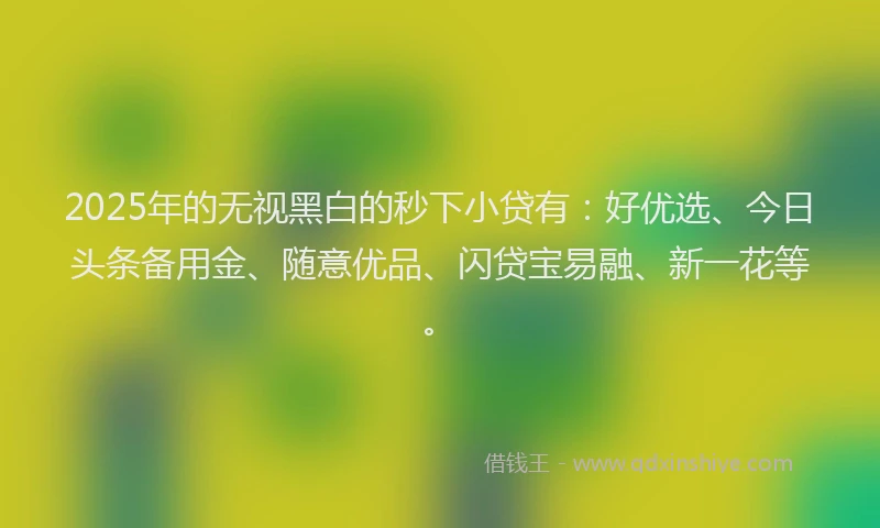 2025年的无视黑白的秒下小贷有：好优选、今日头条备用金、随意优品、闪贷宝易融、新一花等。