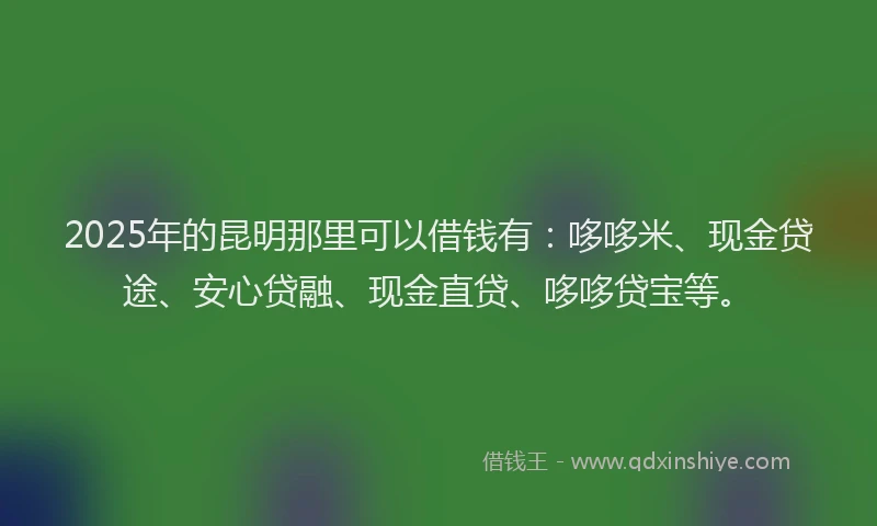 2025年的昆明那里可以借钱有：哆哆米、现金贷途、安心贷融、现金直贷、哆哆贷宝等。