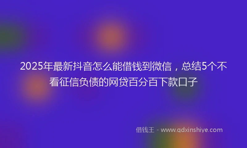 2025年最新抖音怎么能借钱到微信，总结5个不看征信负债的网贷百分百下款口子