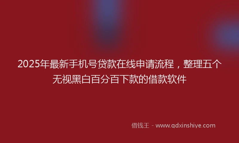 2025年最新手机号贷款在线申请流程，整理五个无视黑白百分百下款的借款软件