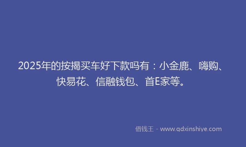 2025年的按揭买车好下款吗有：小金鹿、嗨购、快易花、信融钱包、首E家等。