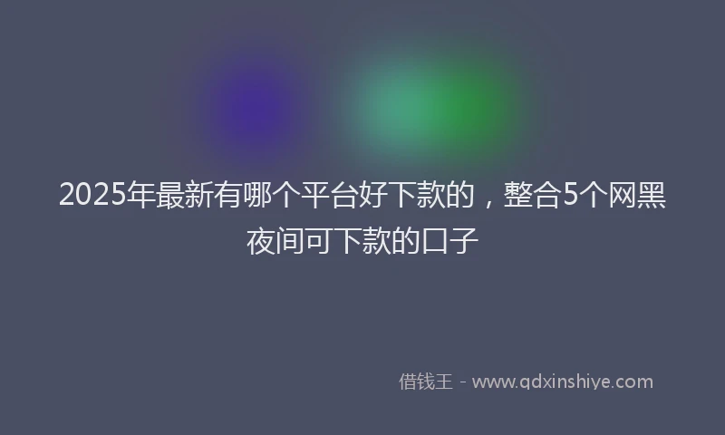 2025年最新有哪个平台好下款的，整合5个网黑夜间可下款的口子