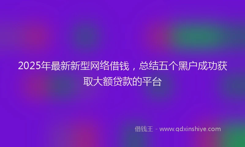 2025年最新新型网络借钱，总结五个黑户成功获取大额贷款的平台