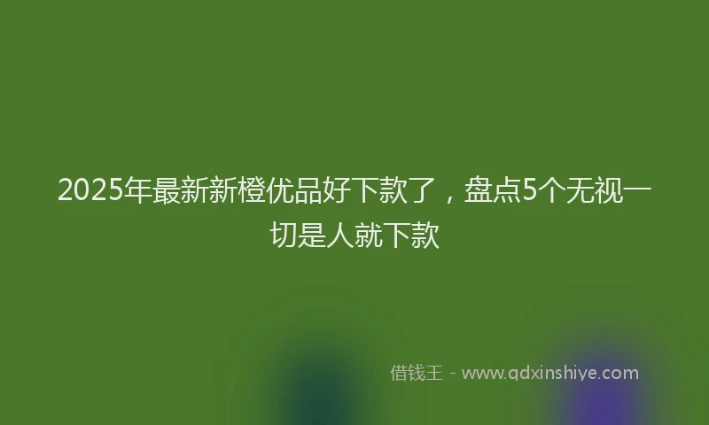 2025年最新新橙优品好下款了,盘点5个无视一切是人就下款