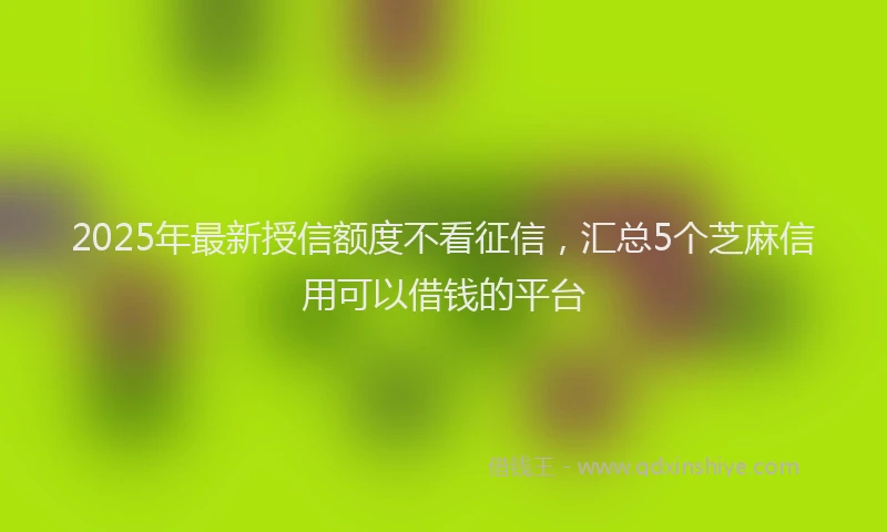 2025年最新授信额度不看征信，汇总5个芝麻信用可以借钱的平台
