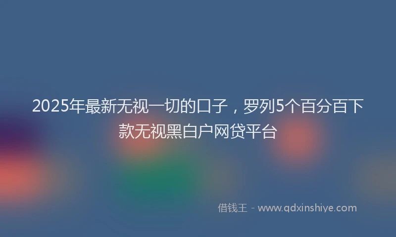 2025年最新无视一切的口子，罗列5个百分百下款无视黑白户网贷平台