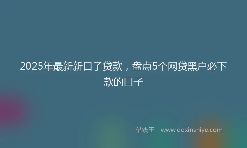 2025年最新新口子贷款，盘点5个网贷黑户必下款的口子