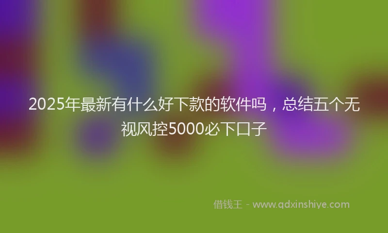 2025年最新有什么好下款的软件吗，总结五个无视风控5000必下口子