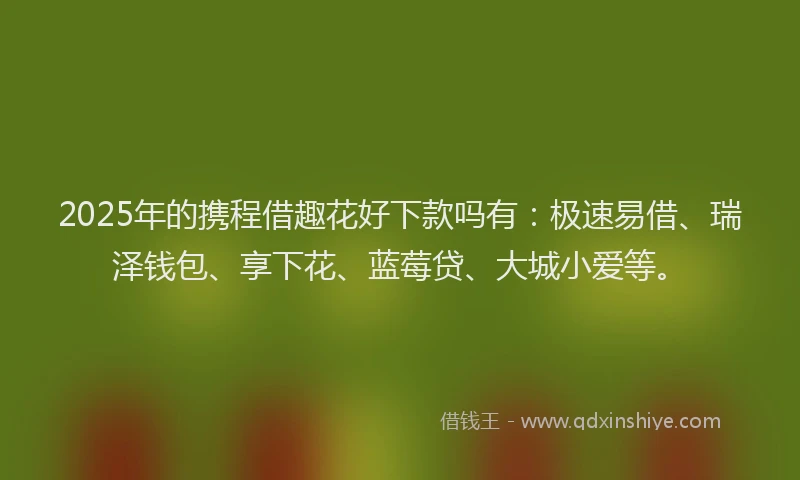 2025年的携程借趣花好下款吗有：极速易借、瑞泽钱包、享下花、蓝莓贷、大城小爱等。