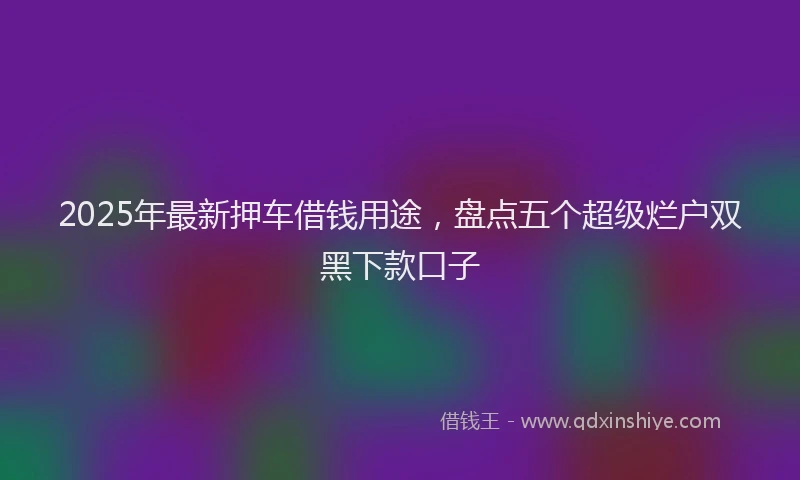2025年最新押车借钱用途，盘点五个超级烂户双黑下款口子