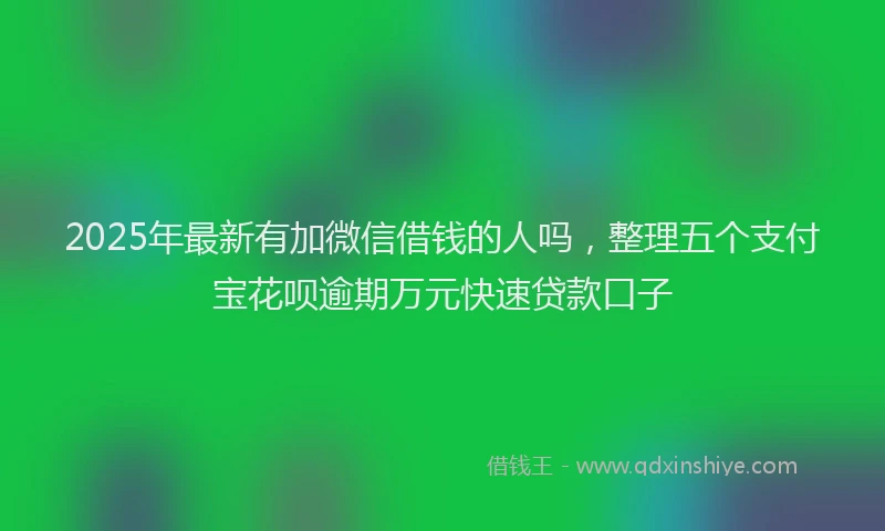 2025年最新有加微信借钱的人吗，整理五个支付宝花呗逾期万元快速贷款口子
