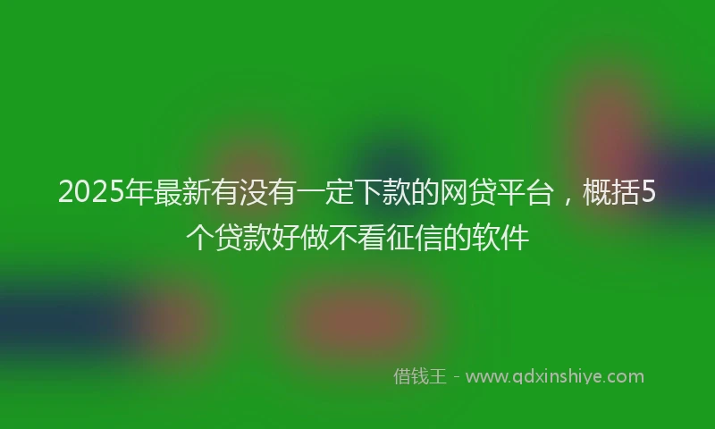 2025年最新有没有一定下款的网贷平台，概括5个贷款好做不看征信的软件
