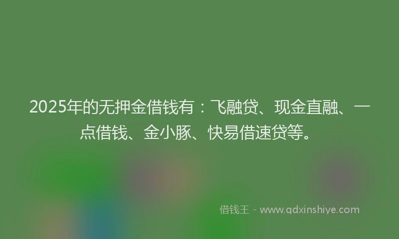 2025年的无押金借钱有：飞融贷、现金直融、一点借钱、金小豚、快易借速贷等。