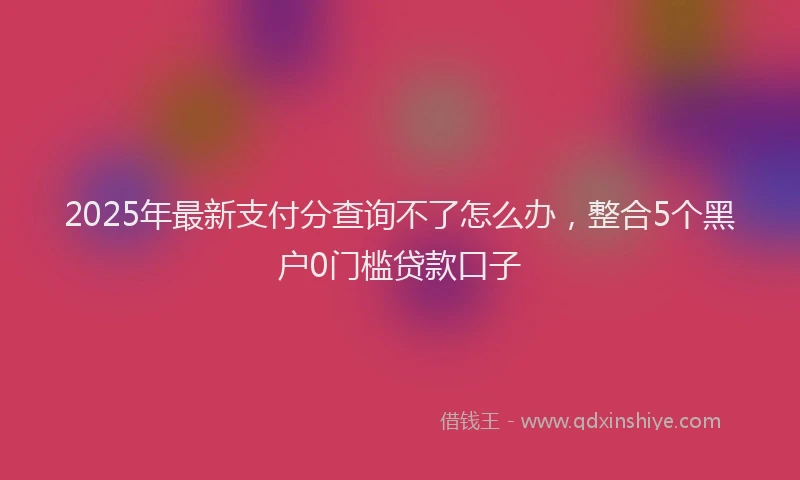 2025年最新支付分查询不了怎么办，整合5个黑户0门槛贷款口子