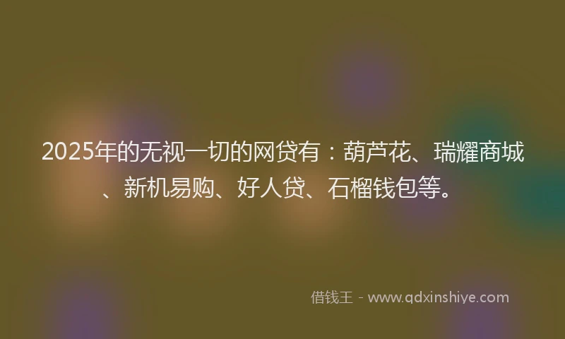 2025年的无视一切的网贷有：葫芦花、瑞耀商城、新机易购、好人贷、石榴钱包等。