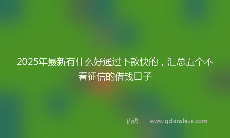 2025年最新有什么好通过下款快的，汇总五个不看征信的借钱口子