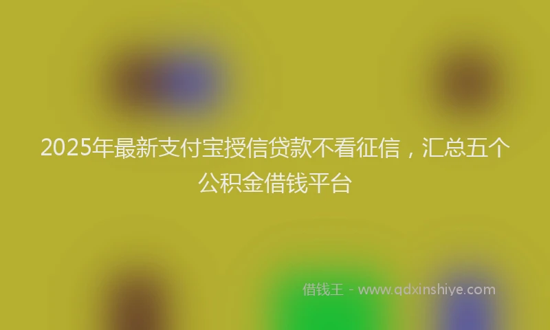 2025年最新支付宝授信贷款不看征信，汇总五个公积金借钱平台