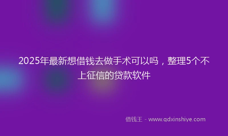 2025年最新想借钱去做手术可以吗，整理5个不上征信的贷款软件